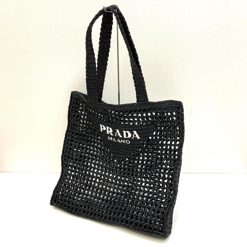 Prada Crochet Raffia Tote Bag